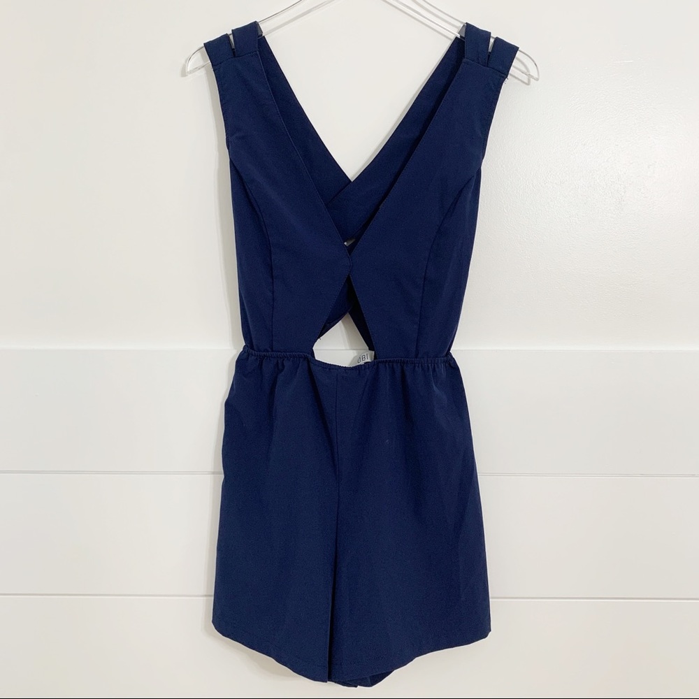 TOBI navy blue cross back cut out romper